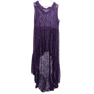 Women Maternity Photography Fairy Lace Sheer Pregnant Dress Gown Purple Maxi